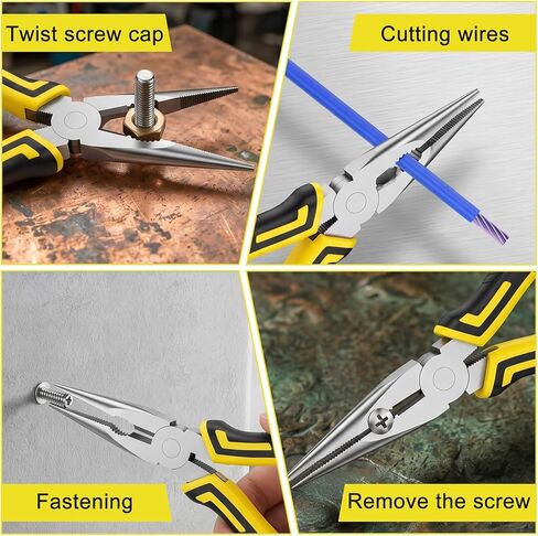 6 Pcs Needle Nose Pliers, 8 Inch Steel Needle-Nose Pliers Durable Straight Needle Nose Plier for Cutter Wire, Wind Wire, DIY Crafts in Saudi Arabia