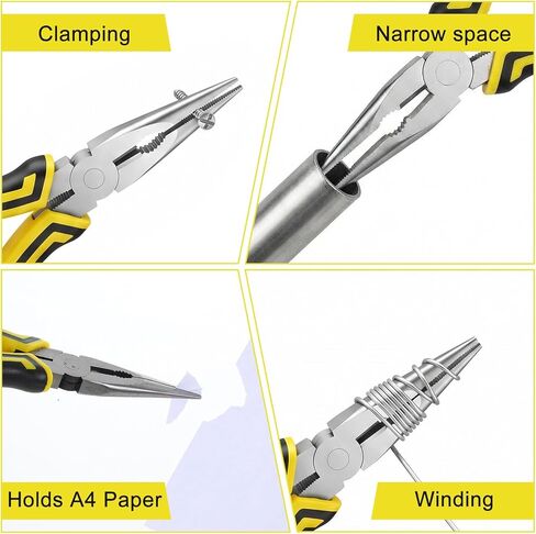 6 Pcs Needle Nose Pliers, 8 Inch Steel Needle-Nose Pliers Durable Straight Needle Nose Plier for Cutter Wire, Wind Wire, DIY Crafts in Saudi Arabia