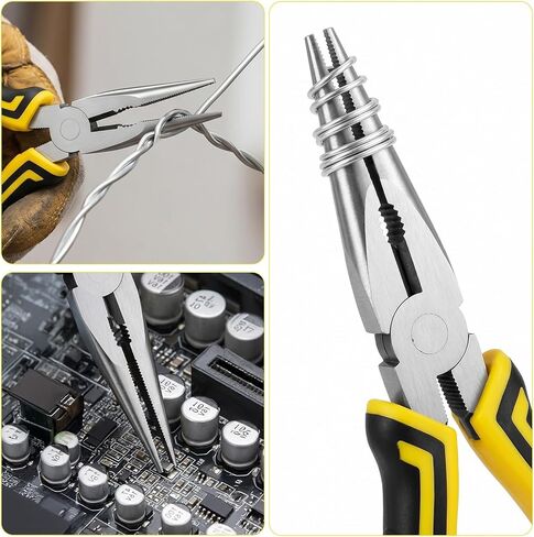 6 Pcs Needle Nose Pliers, 8 Inch Steel Needle-Nose Pliers Durable Straight Needle Nose Plier for Cutter Wire, Wind Wire, DIY Crafts in Saudi Arabia
