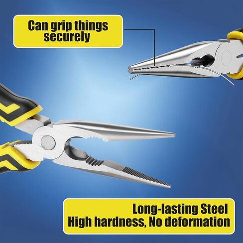 6 Pcs Needle Nose Pliers, 8 Inch Steel Needle-Nose Pliers Durable Straight Needle Nose Plier for Cutter Wire, Wind Wire, DIY Crafts in Saudi Arabia