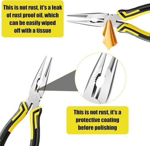 6 Pcs Needle Nose Pliers, 8 Inch Steel Needle-Nose Pliers Durable Straight Needle Nose Plier for Cutter Wire, Wind Wire, DIY Crafts in Saudi Arabia
