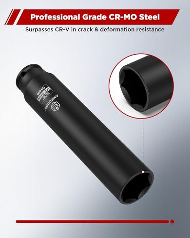 Heavy Duty 1/2" Drive 15/16" Truck Cage Bolt Socket, 6.3" Anti-Break Cr-Mo Extra Deep Spring Brakes Bolts Impact Socket with 6-Point Radius Corner Design in Saudi Arabia