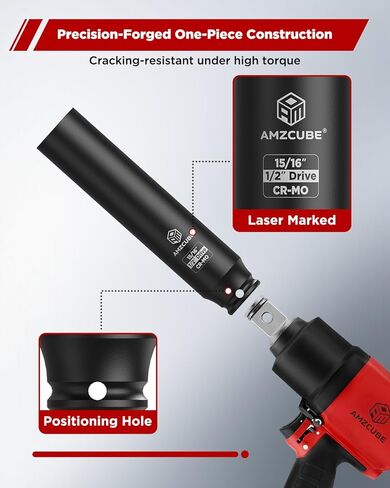 Heavy Duty 1/2" Drive 15/16" Truck Cage Bolt Socket, 6.3" Anti-Break Cr-Mo Extra Deep Spring Brakes Bolts Impact Socket with 6-Point Radius Corner Design in Saudi Arabia