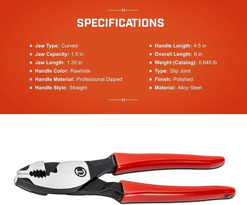 Crescent Z2 Dipped Handle Slip Joint Pliers - Plumbing, Home Improvement Hand Tool with Comfort Grip - 8" - HTZ28 in Kuwait