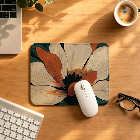 Vintage Abstract Floral Mouse Pad Square 9.5x7.9 in, Mid Century Modern Retro Terracotta Flower Mousepad Mat for Laptop Home Office Computer Desk Accessories in Saudi Arabia