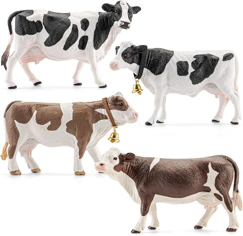 4PCS 5" Large Holstein & Jersey Cows Farm Animals Figurines for Kids 3+, Solid Plastic Cow Toys Farm Animals for Boys Girls, Birthday Gift Cake Toppers Party Favors for Cow Bull Toys Lovers in Saudi Arabia