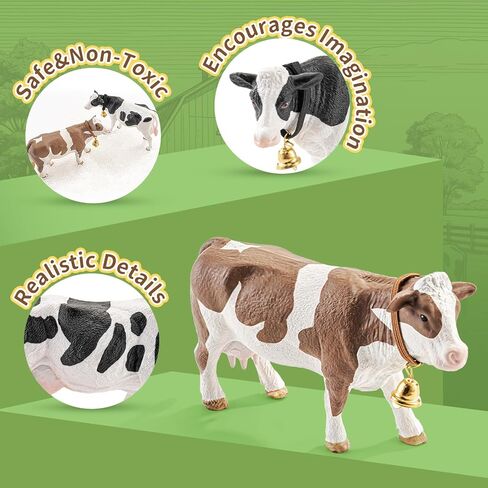 4PCS 5" Large Holstein & Jersey Cows Farm Animals Figurines for Kids 3+, Solid Plastic Cow Toys Farm Animals for Boys Girls, Birthday Gift Cake Toppers Party Favors for Cow Bull Toys Lovers in Saudi Arabia