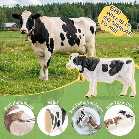 4PCS 5" Large Holstein & Jersey Cows Farm Animals Figurines for Kids 3+, Solid Plastic Cow Toys Farm Animals for Boys Girls, Birthday Gift Cake Toppers Party Favors for Cow Bull Toys Lovers in Saudi Arabia