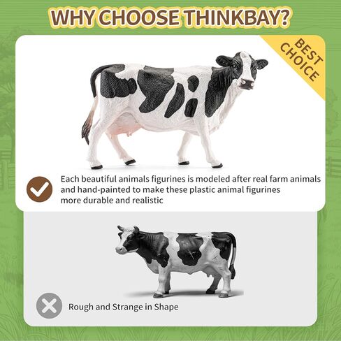 4PCS 5" Large Holstein & Jersey Cows Farm Animals Figurines for Kids 3+, Solid Plastic Cow Toys Farm Animals for Boys Girls, Birthday Gift Cake Toppers Party Favors for Cow Bull Toys Lovers in Saudi Arabia