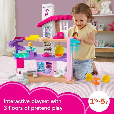 Fisher-Price Little People Barbie Toddler Toy Little DreamHouse Playset with Music Lights Sounds & 7 Pieces for Ages 18+ Months in Saudi Arabia