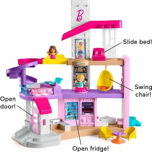 Fisher-Price Little People Barbie Toddler Toy Little DreamHouse Playset with Music Lights Sounds & 7 Pieces for Ages 18+ Months in Saudi Arabia