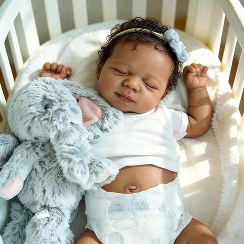 Zero Pam Black Reborn Baby Dolls Soft Vinyl Full Body Girls -18 Inch Realistic Baby Doll, Reborn Dolls Black Girl, African American Full Vinyl Babys Doll, Lifelike Newborn Babies in Kuwait