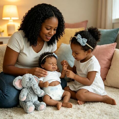 Zero Pam Black Reborn Baby Dolls Soft Vinyl Full Body Girls -18 Inch Realistic Baby Doll, Reborn Dolls Black Girl, African American Full Vinyl Babys Doll, Lifelike Newborn Babies in Kuwait