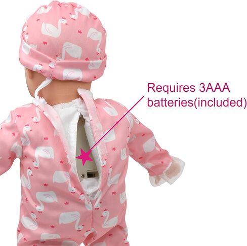 New Adventures Little Darlings: 14" Kiss N Tickles Baby Doll - Pink, White, Swan - Soft Body, Sounds, Light Up Cheek, Accessories, Toddler Kid Age 2+ in Saudi Arabia