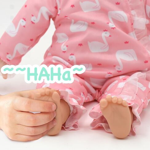 New Adventures Little Darlings: 14" Kiss N Tickles Baby Doll - Pink, White, Swan - Soft Body, Sounds, Light Up Cheek, Accessories, Toddler Kid Age 2+ in Saudi Arabia