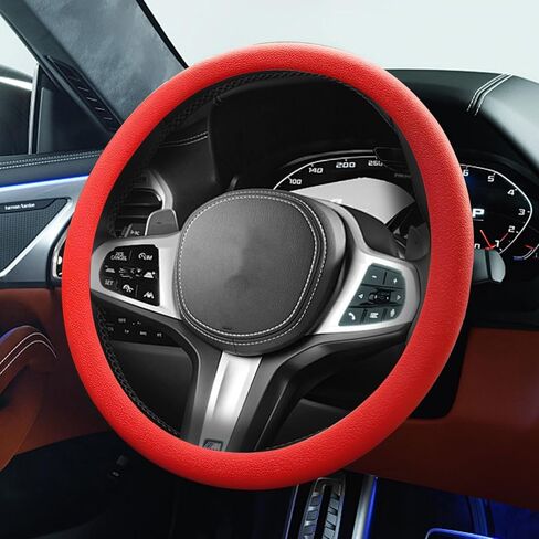 Car Steering Wheel Cover, Cool Non-Slip Silicone Steering Wheel Protector, Universal Auto Parts Steering Wheel Cover for Most Cars, SUVs(Black) in Saudi Arabia