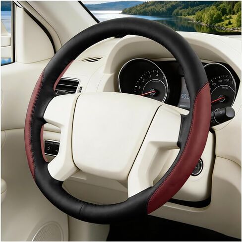 HZEL Car Steering Wheel Cover, Comfort Grip Design Vehicle Steering Wheel Wrap with Anti-Slip Lining, Auto Interior Protective Cover, Universal for SUV RV Pickup (Wine Red) in Saudi Arabia
