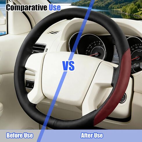 HZEL Car Steering Wheel Cover, Comfort Grip Design Vehicle Steering Wheel Wrap with Anti-Slip Lining, Auto Interior Protective Cover, Universal for SUV RV Pickup (Wine Red) in Saudi Arabia