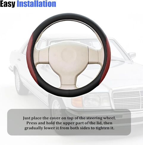 HZEL Car Steering Wheel Cover, Comfort Grip Design Vehicle Steering Wheel Wrap with Anti-Slip Lining, Auto Interior Protective Cover, Universal for SUV RV Pickup (Wine Red) in Saudi Arabia