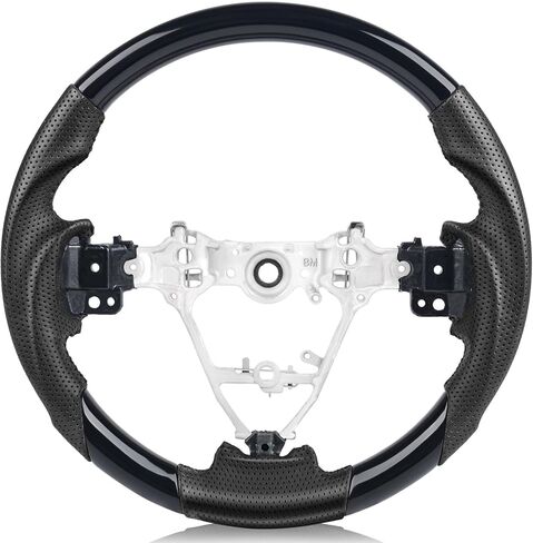 Piano Black Steering Wheel for Toyota RAV4 2013-2018, Corolla 2014-2019, Scion iM 2016, Glossy Black Finish, Perforated Leather Grip, OEM Style Round Interior Replacement in Kuwait