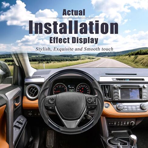 Piano Black Steering Wheel for Toyota RAV4 2013-2018, Corolla 2014-2019, Scion iM 2016, Glossy Black Finish, Perforated Leather Grip, OEM Style Round Interior Replacement in Kuwait