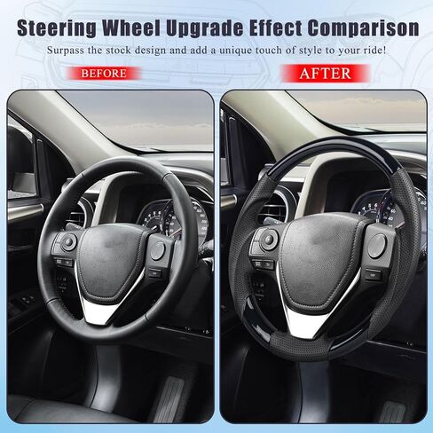 Piano Black Steering Wheel for Toyota RAV4 2013-2018, Corolla 2014-2019, Scion iM 2016, Glossy Black Finish, Perforated Leather Grip, OEM Style Round Interior Replacement in Kuwait
