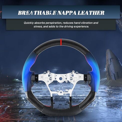 Real Carbon Fiber Steering Wheel D-shaped Nappa Perforated Leather Flat-bottom Steering Wheel for Toyota Hilux/revo/fortuner 2015-2022 in Saudi Arabia