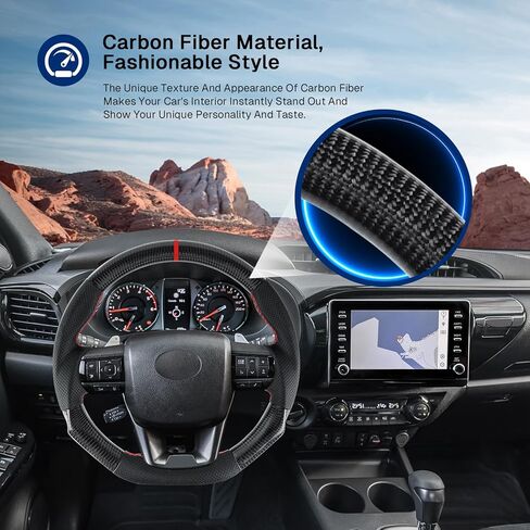 Real Carbon Fiber Steering Wheel D-shaped Nappa Perforated Leather Flat-bottom Steering Wheel for Toyota Hilux/revo/fortuner 2015-2022 in Saudi Arabia