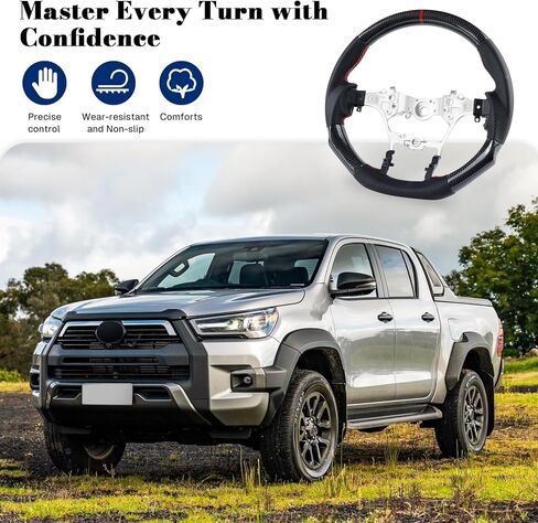 Real Carbon Fiber Steering Wheel D-shaped Nappa Perforated Leather Flat-bottom Steering Wheel for Toyota Hilux/revo/fortuner 2015-2022 in Saudi Arabia