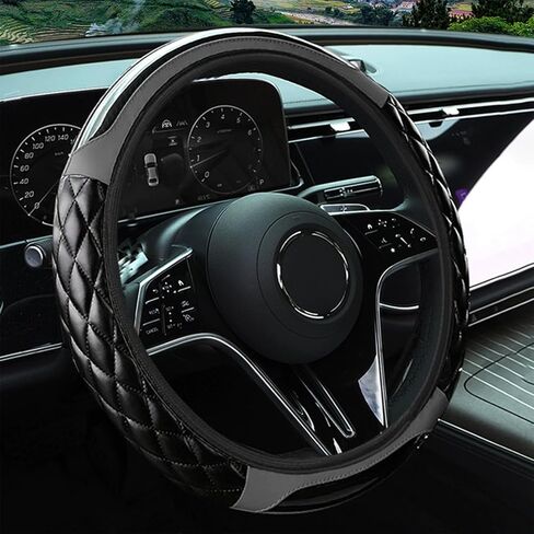 Car Steering Wheel Cover, 14.5-15inch PU Leather Anti-Slip Car Wheel Cover Protector, Safe & Comfortable Design, Universal Auto Steering Wheels Accessories for Cars Truck SUV (Grey) in Kuwait
