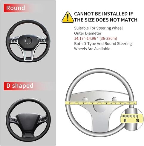 Car Steering Wheel Cover, 14.5-15inch PU Leather Anti-Slip Car Wheel Cover Protector, Safe & Comfortable Design, Universal Auto Steering Wheels Accessories for Cars Truck SUV (Grey) in Kuwait