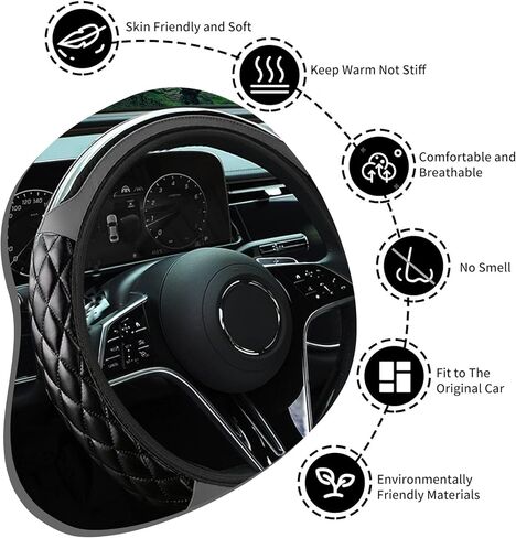 Car Steering Wheel Cover, 14.5-15inch PU Leather Anti-Slip Car Wheel Cover Protector, Safe & Comfortable Design, Universal Auto Steering Wheels Accessories for Cars Truck SUV (Grey) in Kuwait