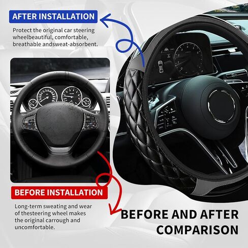Car Steering Wheel Cover, 14.5-15inch PU Leather Anti-Slip Car Wheel Cover Protector, Safe & Comfortable Design, Universal Auto Steering Wheels Accessories for Cars Truck SUV (Grey) in Kuwait