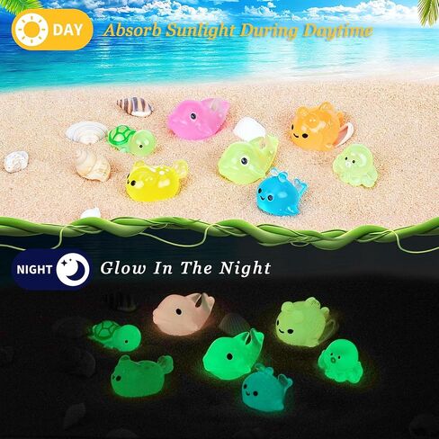 100pcs Mini Resin Ocean Animals, 70 Styles Mini Sea Creatures Glow in the Dark, Mini Ocean Animals Figures for Micro Fairy Garden, DIY Fish Tank, Landscape, Aquarium Ornaments in Saudi Arabia