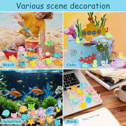 100pcs Mini Resin Ocean Animals, 70 Styles Mini Sea Creatures Glow in the Dark, Mini Ocean Animals Figures for Micro Fairy Garden, DIY Fish Tank, Landscape, Aquarium Ornaments in Saudi Arabia