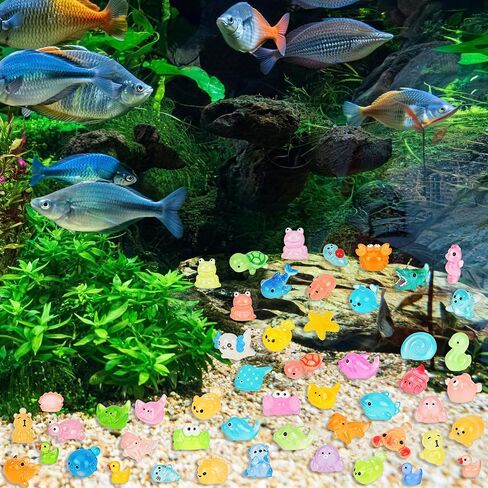 100pcs Mini Resin Ocean Animals, 70 Styles Mini Sea Creatures Glow in the Dark, Mini Ocean Animals Figures for Micro Fairy Garden, DIY Fish Tank, Landscape, Aquarium Ornaments in Saudi Arabia