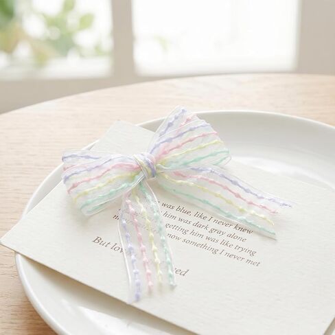 Pastel Organza Chiffon Rainbow Ribbon, Organza Chiffon Pastel Rainbow Stripe Ribbon for Gift Wrapping, Wedding, Birthday Party, Hair Bow, DIY Crafts, Spring Easter Decor (1 Inch 10 Yards) in Saudi Arabia