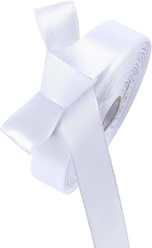 5/8" x 50 Yards White Satin Ribbon Single Faced Fabric Ribbons for Gift Wrapping, Crafting, Bows Making, Sewing, Wedding, Home Decor in Saudi Arabia