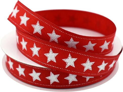 شريط Homeford National Stars Dotted Edge Grosgrain، 5/8 بوصة، 10 ياردة، أحمر in Kuwait