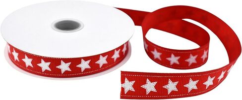 شريط Homeford National Stars Dotted Edge Grosgrain، 5/8 بوصة، 10 ياردة، أحمر in Kuwait