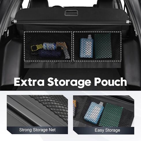 Powerty Retractable Cargo Cover for 2023-2026 Honda CRV(with Storage Net), for CR-V Accessories(Include Hybrid) Trunk Cover Shield Shade Privacy Screen(Canvas Texture) in Kuwait
