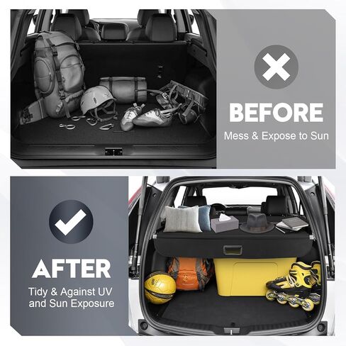 Powerty Retractable Cargo Cover for 2023-2026 Honda CRV(with Storage Net), for CR-V Accessories(Include Hybrid) Trunk Cover Shield Shade Privacy Screen(Canvas Texture) in Kuwait