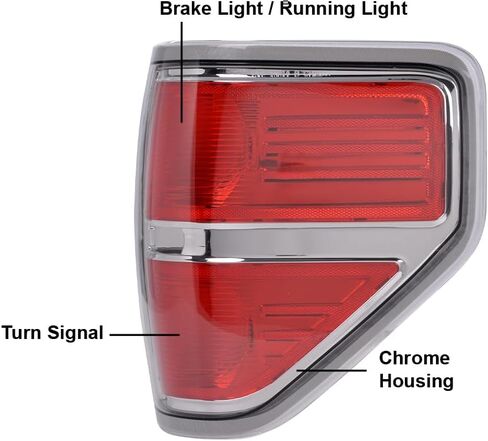LQI Rear Right Tail Lights Assembly Compatible with Ford F150 2009-2014 Rear Tail Lights Assembly Brake Lamps 1PC Luces traseras, Clear Lens Chrome Housing, FO2818143 FO2819148 in Kuwait