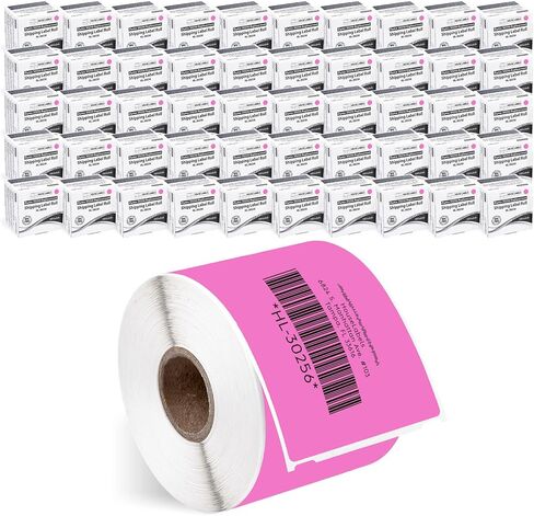 ملصقات شحن وردية متوافقة مع HOUSELABELS DYMO 30256 (2-5/16 بوصة × 4 بوصة)، لاصق دائم قوي، متوافق مع طابعات سطح المكتب DYMO LW 450 و4XL وRollo وZebra، 25 لفة /7500 ملصق in Kuwait