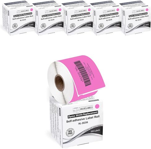 ملصقات شحن وردية متوافقة مع HOUSELABELS DYMO 30256 (2-5/16 بوصة × 4 بوصة)، لاصق دائم قوي، متوافق مع طابعات سطح المكتب DYMO LW 450 و4XL وRollo وZebra، 25 لفة /7500 ملصق in Kuwait