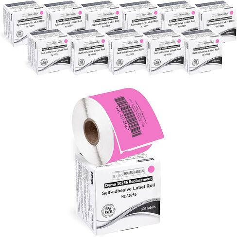 ملصقات شحن وردية متوافقة مع HOUSELABELS DYMO 30256 (2-5/16 بوصة × 4 بوصة)، لاصق دائم قوي، متوافق مع طابعات سطح المكتب DYMO LW 450 و4XL وRollo وZebra، 25 لفة /7500 ملصق in Kuwait