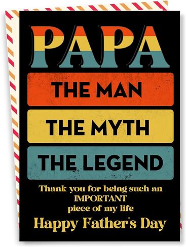 Papa Fathers Day Card, Fathers Day Card Papa with Seal and Envelope, Heartfelt Greeting Papas Cards from Kids, GrandKids or Family in Saudi Arabia