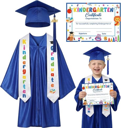 Kindergarten Graduation Cap and Gown Set Unisex Congrats Grad Outfit with Certificate Stole for Kid Grad Gifts in Kuwait