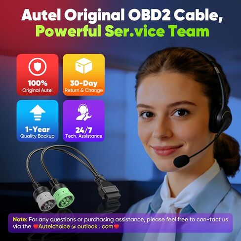 Autel Original OBD to Type 2 Green 9pin J1939 Male and 6pin J1708 Split Y Cable, 2-in-1 OBD2 Adapter for Commercial Vehicles Diesel Truck Heavy Duty Diagnostic, Work with Both Tpye2 and Type1 in Kuwait