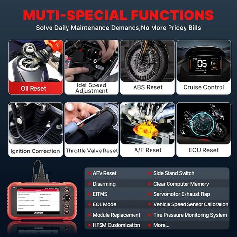 LAUNCH CRP129MT Pro Motorcycle Scanner,Fully Functional Bidirectional Scanner with Multi Resets,38+ Brands,Motorcycle scan Tool Fits for Harley, Honda, Yamaha, Indian,Suzuki,Polaris,Victory,BMW & More in Kuwait